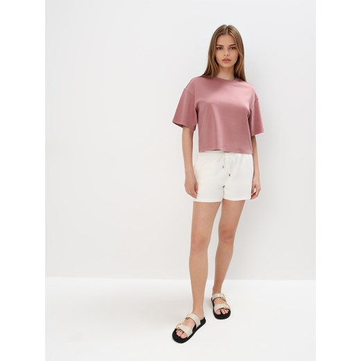 Mohito - Kremowe szorty z wiązaniem w talii - kremowy Mohito 40 okazja Mohito