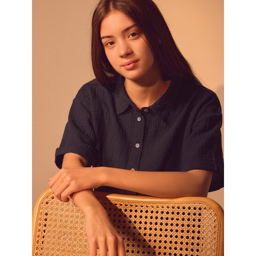 Reserved - Muślinowa koszula - czarny ze sklepu Reserved w kategorii Koszule chłopięce - zdjęcie 185045259