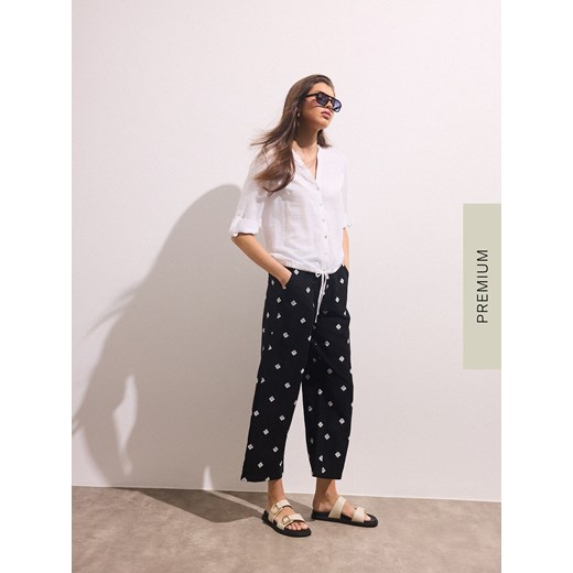 Mohito - Spodnie culotte z wiskozy i lnu - czarny Mohito 36 promocja Mohito