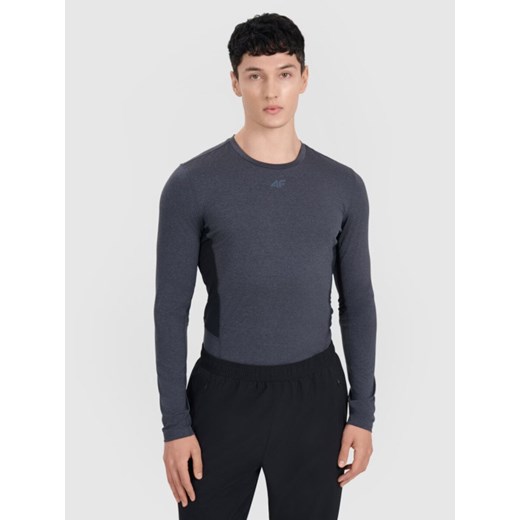 Męski longsleeve treningowy 4F 4FWMM00TFLOM507 - szary ze sklepu Sportstylestory.com w kategorii T-shirty męskie - zdjęcie 185049828