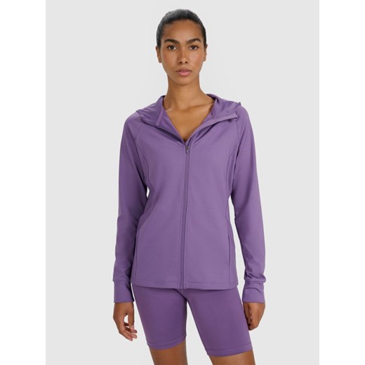 Damska bluza treningowa 4F 4FWAW25TFSWF585 - fioletowa ze sklepu Sportstylestory.com w kategorii Bluzy damskie - zdjęcie 185049876