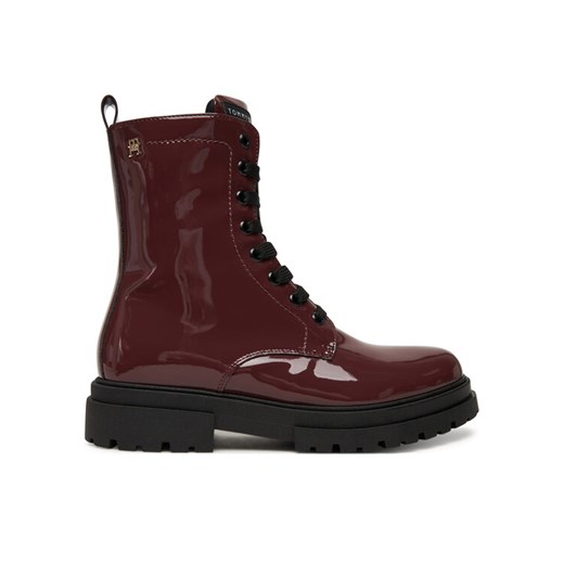 Tommy Hilfiger Trapery Lace-Up Bootie T4A5-34025-0775 D Bordowy ze sklepu MODIVO w kategorii Botki - zdjęcie 185051297
