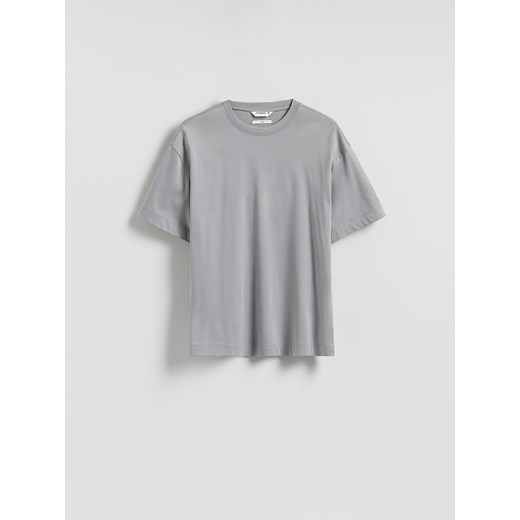 Reserved - T-shirt boxy z merceryzowanej bawełny - jasnoszary Reserved M Reserved