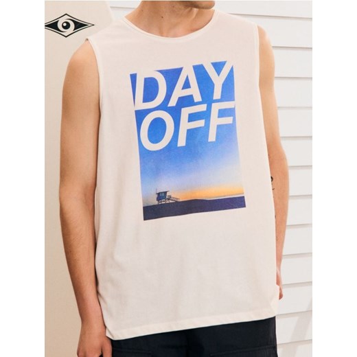 Sinsay - Tank top z nadrukiem - kremowy ze sklepu Sinsay w kategorii T-shirty męskie - zdjęcie 185052526