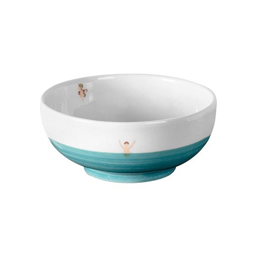 Folkifreckles Miska &quot;Splash&quot; w kolorze biało-turkusowym - Ø 15 cm ze sklepu Limango Polska w kategorii Naczynia dziecięce - zdjęcie 185052936