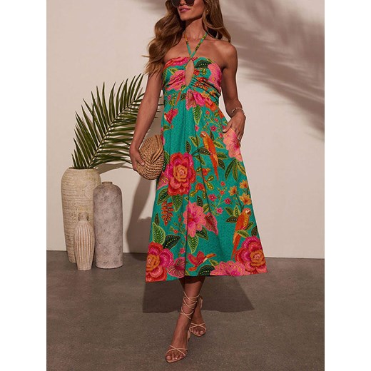 LA Angels Sukienka w kolorze zielono-różowym La Angels L promocyjna cena Limango Polska