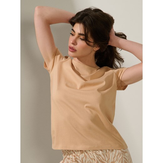 Sinsay - Bawełniana piżama dwuczęściowa w zeberkę - pomarańczowy Sinsay S Sinsay