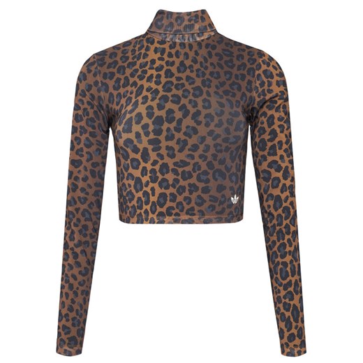 adidas Bluzka Leopard JW2772 Brązowy Slim Fit ze sklepu MODIVO w kategorii Bluzki damskie - zdjęcie 185056419
