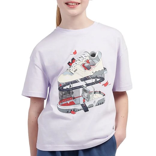 Koszulka dziecięca New Balance LAKG0117RIG - fioletowa ze sklepu streetstyle24.pl w kategorii Bluzki dziewczęce - zdjęcie 185057315