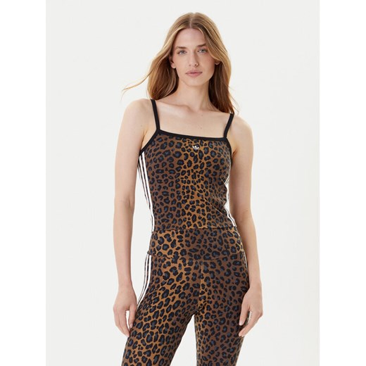 adidas Top Leopard JW7310 Brązowy Slim Fit ze sklepu MODIVO w kategorii Bluzki damskie - zdjęcie 185057669
