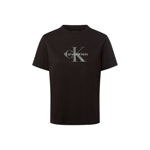 Calvin Klein Jeans Koszulka damska Kobiety Bawełna czarny jednolity ze sklepu vangraaf w kategorii Bluzki damskie - zdjęcie 185059495