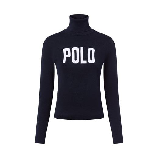 Polo Ralph Lauren Damski sweter z golfem Kobiety drobna dzianina granatowy jednolity ze sklepu vangraaf w kategorii Swetry damskie - zdjęcie 185059499