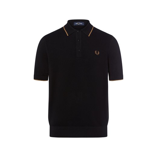Fred Perry Męska koszula z dzianiny Mężczyźni Bawełna czarny jednolity ze sklepu vangraaf w kategorii T-shirty męskie - zdjęcie 185059506