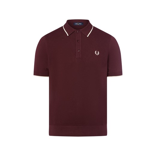 Fred Perry Męska koszula z dzianiny Mężczyźni Bawełna bordowy jednolity ze sklepu vangraaf w kategorii T-shirty męskie - zdjęcie 185059507