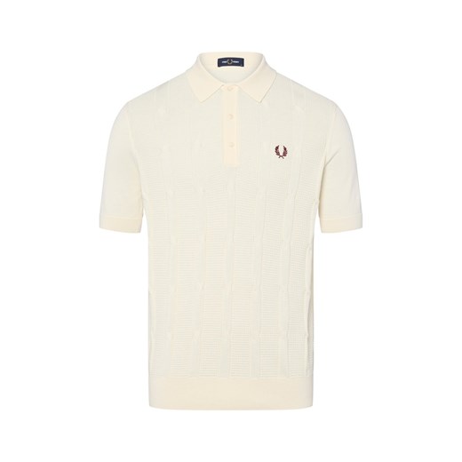 Fred Perry Męska koszulka polo Mężczyźni drobna dzianina écru jednolity ze sklepu vangraaf w kategorii T-shirty męskie - zdjęcie 185059508
