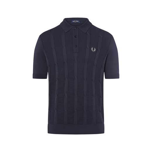Fred Perry Męska koszulka polo Mężczyźni drobna dzianina granatowy jednolity ze sklepu vangraaf w kategorii T-shirty męskie - zdjęcie 185059509