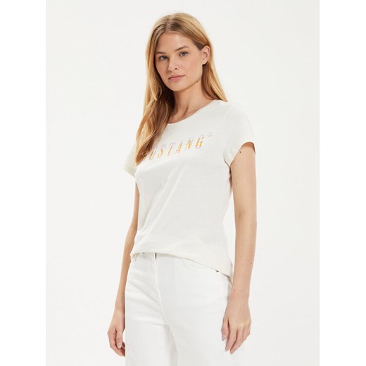 Mustang T-Shirt Loa 1015177 Écru Slim Fit ze sklepu MODIVO w kategorii Bluzki damskie - zdjęcie 185059569