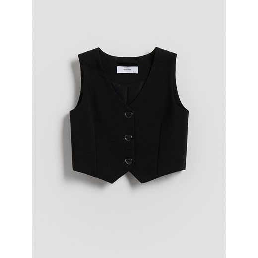 Reserved - Kamizelka z ozdobnymi guzikami - czarny ze sklepu Reserved w kategorii Kamizelki chłopięce - zdjęcie 185059897