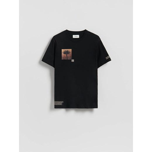 Reserved - T-shirt regular z nadrukiem - czarny ze sklepu Reserved w kategorii T-shirty męskie - zdjęcie 185060087