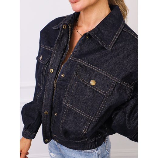 JEANSOWA KURTKA O KROJU OVERSIZE- CIEMNY JEANS ze sklepu olika.com.pl w kategorii Kurtki damskie - zdjęcie 185062119