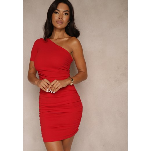 Czerwona Sukienka Bodycon o Asymetrycznym Kroju Erezellia Renee S renee.pl