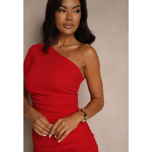 Czerwona Sukienka Bodycon o Asymetrycznym Kroju Erezellia Renee M renee.pl
