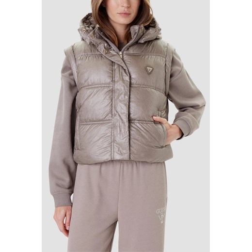 GUESS Beżowa damska kamizelka Padded Vest, Rozmiar XS ze sklepu outfit.pl w kategorii Kamizelki damskie - zdjęcie 185063735