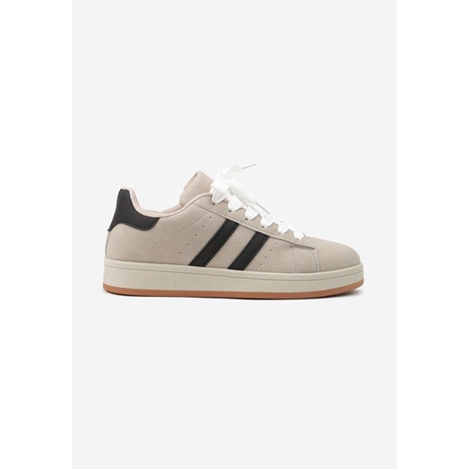 Beżowo-Czarne Buty Sportowe Sneakersy z Paskami z Boku Riliannea ze sklepu born2be.pl w kategorii Buty sportowe męskie - zdjęcie 185064435
