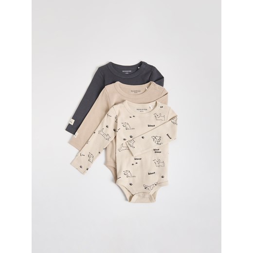 Reserved - Bawełniane body 3 pack - beżowy Reserved 68 (3-6 m.) Reserved