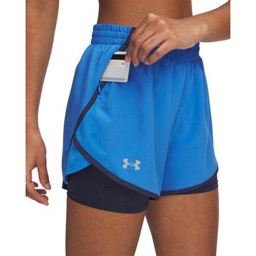Damskie spodenki do biegania Under Armour UA Fly By 2in1 Short - niebieskie ze sklepu Sportstylestory.com w kategorii Szorty - zdjęcie 185065787