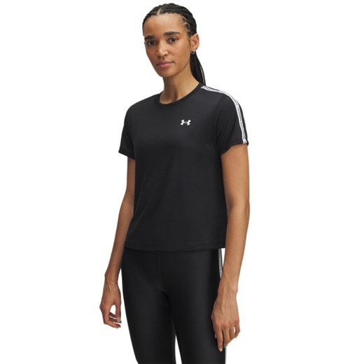 Damska koszulka treningowa Under Armour UA Tech WM Tape SS - czarna ze sklepu Sportstylestory.com w kategorii Kurtki damskie - zdjęcie 185065856