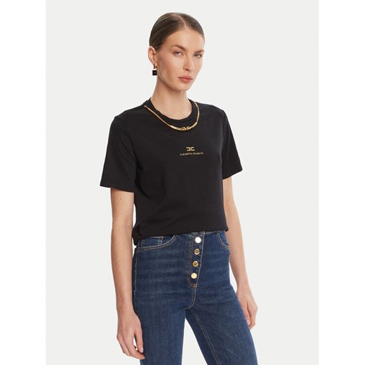 Elisabetta Franchi T-Shirt MA-028-56E2-V240 Czarny Regular Fit ze sklepu MODIVO w kategorii Bluzki damskie - zdjęcie 185066925