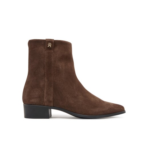 Tommy Hilfiger Botki Pointy Zip Bootie FW0FW08981 Brązowy ze sklepu MODIVO w kategorii Botki - zdjęcie 185066989