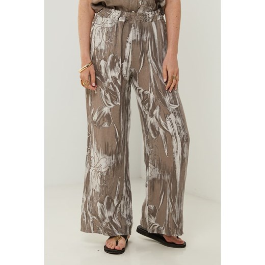 Rodier Lin Lniane spodnie w kolorze szarobrązowym ze sklepu Limango Polska w kategorii Spodnie damskie - zdjęcie 185068908