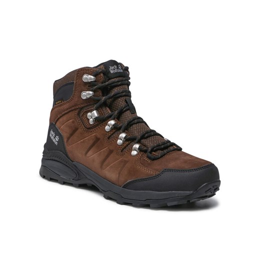 Trekkingi Jack Wolfskin Refugio Texapore Mid M 4049841 Brązowy ze sklepu eobuwie.pl w kategorii Buty trekkingowe męskie - zdjęcie 185070925