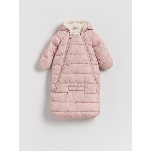 Reserved - Ocieplany śpiworek w kwiaty - brudny róż ze sklepu Reserved w kategorii Odzież dla niemowląt - zdjęcie 185071557