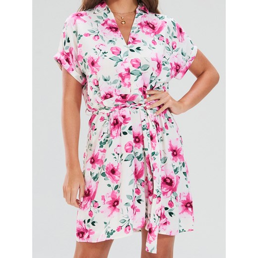 Sinsay - Wiskozowa sukienka mini w kwiatowy wzór - wielobarwny Sinsay XL Sinsay