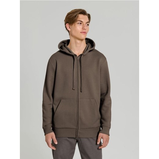Sinsay - Rozpinana bluza z kapturem i kieszeniami - brązowy ze sklepu Sinsay w kategorii Bluzy męskie - zdjęcie 185071827