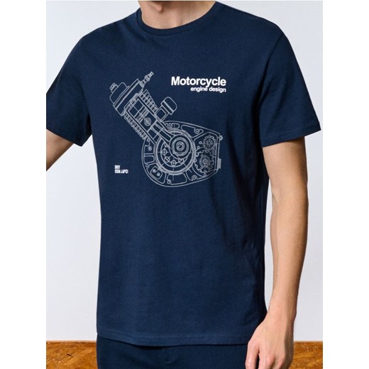 Sinsay - Koszulka z nadrukiem - granatowy ze sklepu Sinsay w kategorii T-shirty męskie - zdjęcie 185071848