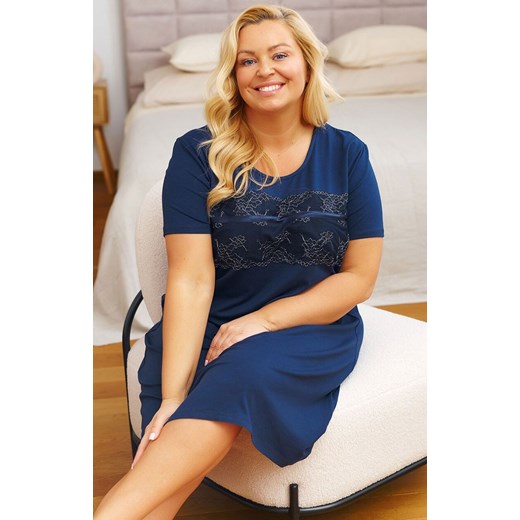 Doctor Nap koszula nocna damska plus size TB.7329.NAVY, Kolor granatowy, Rozmiar L, Doctor Nap ze sklepu Intymna w kategorii Koszule nocne - zdjęcie 185073766