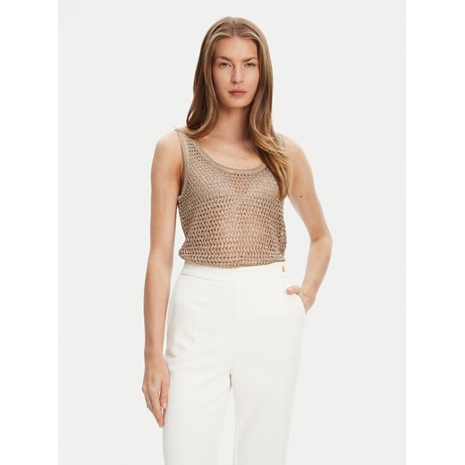 Guess Top W5YR29 Z37G0 Beżowy Regular Fit ze sklepu MODIVO w kategorii Bluzki damskie - zdjęcie 185073907