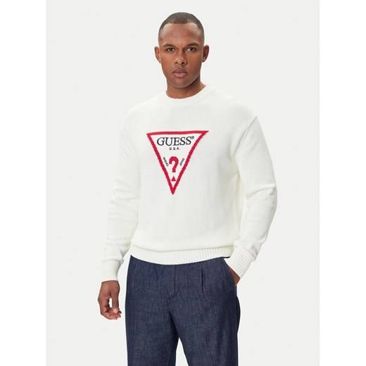 Guess Jeans Sweter M4BR32 Z3HM1 Écru Regular Fit ze sklepu MODIVO w kategorii Swetry męskie - zdjęcie 185073927