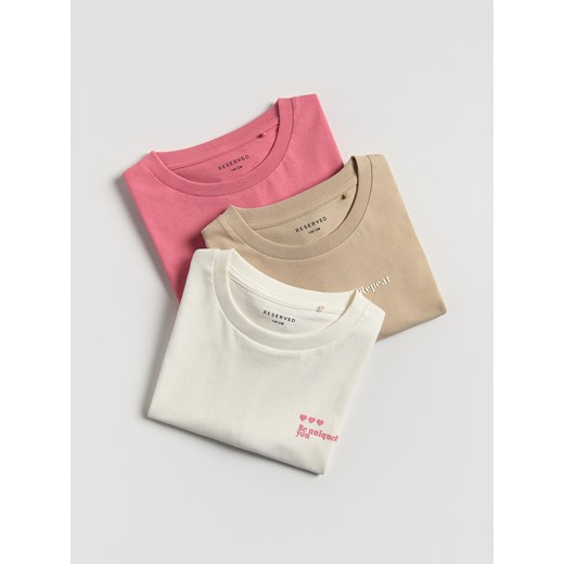 Reserved - Bawełniany t-shirt 3 pack - wielobarwny ze sklepu Reserved w kategorii Bluzki dziewczęce - zdjęcie 185074567