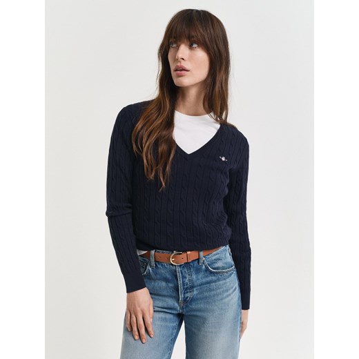 Gant Sweter damski Kobiety Bawełna granatowy jednolity Gant XL vangraaf