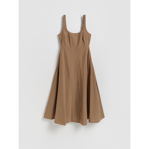 Reserved - Sukienka midi - brązowy ze sklepu Reserved w kategorii Sukienki - zdjęcie 185076769