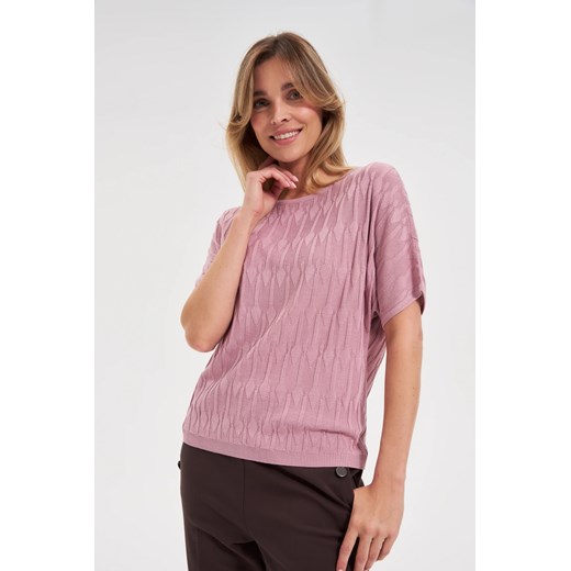Sweter z krótkimi rękawami różowy ze sklepu Moodo.pl w kategorii Swetry damskie - zdjęcie 185082095