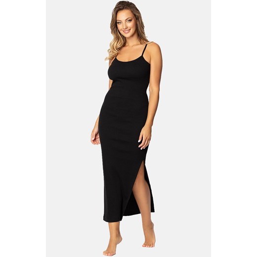 Sukienka damska długa w prążek czarna DK-K-P7, Kolor czarny, Rozmiar L, DKaren ze sklepu Primodo w kategorii Sukienki - zdjęcie 185082347