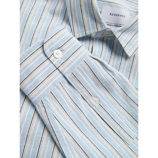 Reserved - Koszula regular z dodatkiem lnu - jasnoniebieski Reserved S Reserved
