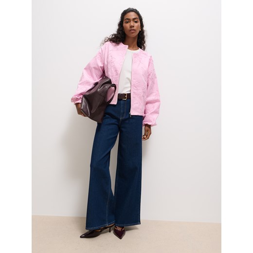 Mohito - Bawełniana pastelowa kurtka z haftem - różowy Mohito 38 Mohito