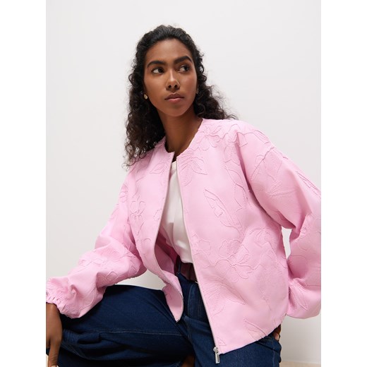 Mohito - Bawełniana pastelowa kurtka z haftem - różowy Mohito 34 Mohito